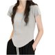 thumbnail image 1 of Camiseta de Trabajo de Manga Corta Nueva Camiseta de Cuello Redondo de Color Sólido de Corte Bajo, 95% Poliéster 5% Blusa de Spandex, Lavado a Mano de Uso Diario, 1 of 3