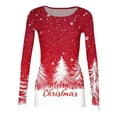 thumbnail image 7 of Christmas Graphic T-Shirt for Women Long Sleeve - Soft Slim Fit Crewneck Top, Cute Holiday Print Casual Tee, 7 of 7