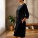 thumbnail image 5 of Karight Women's Velvet Dress Trendy Formal Long Sleeve Loose Casual Swing Mixi Dresses Plus Size for Daily Wear with Pockets, 5 of 5