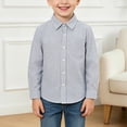 thumbnail image 2 of WUANDIXFA Boys Dress Shirt for Formal Casual Long Sleeve Solid School Shirts Button Down Shirts Dress Shirt for Boys,Grey,3-4 Years, 2 of 5