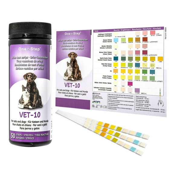 One Step Pet Urine Test Strips, 50 x 10 Parameter Tests, Dogs Cats Rapid UTI Infection Aid   More