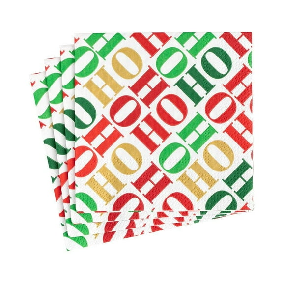 Ho Ho Ho Paper Cocktail Napkins in White