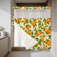 thumbnail image 4 of Oranges Fruit No Hook Shower Curtain with Snap in Liner Green Leaf White Flowers Beige Background Waterproof Bathroom Shower Curtain with See Through Top Window for Bathtub 72" x 72", 4 of 9