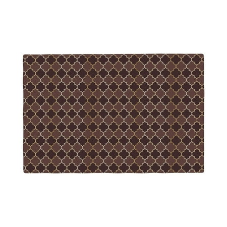 

Rocae Brown Gold Grid Printed Heat Resistant Place Mats Classic Hemstitch Cloth Fabric Placemats Imitation Linen Place Mat Table Mats 18x12 inch