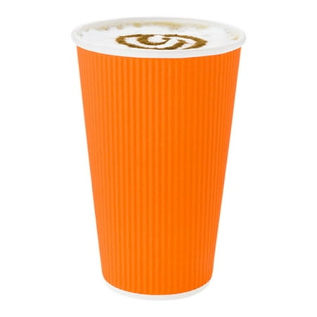 

20 oz Tangerine Paper Coffee Cup - Ripple Wall - 3 1/2 x 3 1/2 x 6 1/4 - 250 count box
