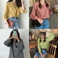 thumbnail image 5 of New Fashion Round Neck Plaid Pullover Tops Bouse For Women Autumn Winter Thin Casual Loose Long Sleeve Shirt Blouse Bottom Tops, 5 of 8