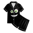 thumbnail image 6 of Leey-World Girl Halloween Pajamas Toddler Kids Little Girls Halloween Satin Pajamas Pumpkin Short Sleeve Button Down Sleepwear Pjs Set, 6 of 6