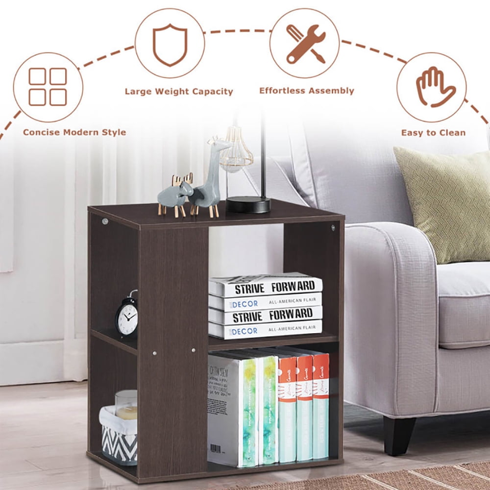 Finihen End Side Table, Rectangular Nightstand, 2-Tier Side End Table with Storage Shelves, for Living Room, Bedroom, Brown Finihen End Side Table, Rectangular Nightstand, 2-Tier Side End Table with Storage Shelves, for Living Room, Bedroom, Brown