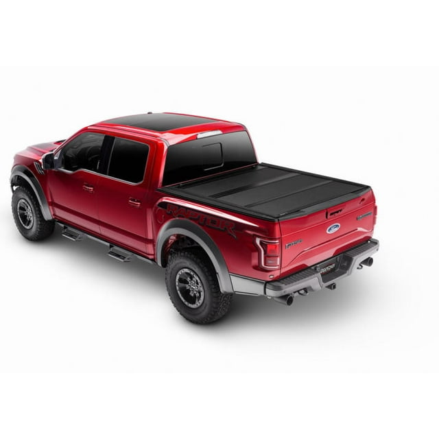 UnderCover Couverture Tonneau AX22029 Armor Flex; Pliage Dur; 2 Plis/3 Panneaux; Non-Verrouillable; Noir Mat; Texturé; Aluminium Enduit Line-X