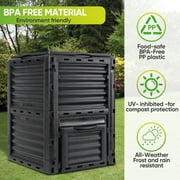HomGarden 80Gal Composting Bin Large Composter Tumbler BPA-Free Black