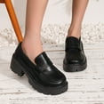 thumbnail image 2 of Black Ladies Everyday Shoes Featuring Round Toe Design And Thick Bottom Block Heel Ideal For Casual Outfits, 2 of 8