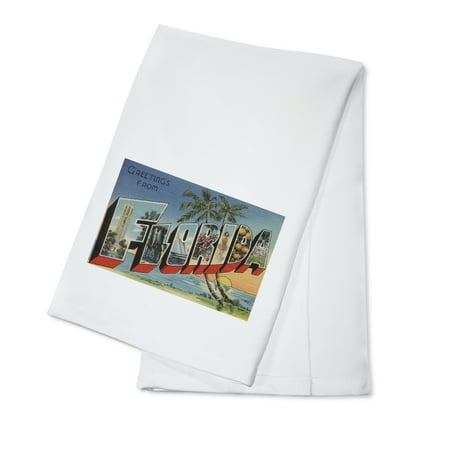 - Greetings from Florida (Palm Tree & Ocean Scene) (100% Cotton Kitchen Towel)