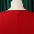 thumbnail image 6 of AURA Plus Size Color Block Pencil Midi Dress Crewneck Half Sleeve High Waist Bodycon Work Office Elegant Dress, 6 of 9