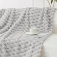 thumbnail image 4 of Whale Flotilla 90"x 90" Queen Size Blanket for Bed with Expanded 3D-Jacquard Pattern, Fuzzy Soft Cozy Exquisite Blankets or All Season, Warm and Fluffy, Light Grey, 4 of 10