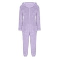 thumbnail image 5 of UJNDER Women's Fuzzy Hoodie Jumpsuit Pajamas Long Sleeve Romper Warm Winter Pajamas for Women Purple M, 5 of 5