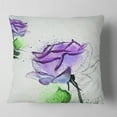 thumbnail image 2 of Designart Blue Rose Flowers with Green Leaves - Floral Throw Pillow - 16x16, 2 of 5