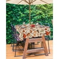 thumbnail image 3 of Fsddascl Thanksgiving Fall Outdoor Tablecloth - 54x80 Inch Rectangle Dining Table Cover, Mushroom Orange Maple Leaf Botanical Waterproof Outdoor Table Cloth with Umbrella Hole & Zipper for Patio, 3 of 7