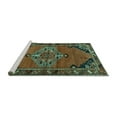 thumbnail image 2 of Ahgly Company Machine Washable Indoor Rectangle Medallion Turquoise Blue Traditional Area Rugs, 7' x 9', 2 of 4