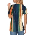 thumbnail image 3 of Uootdi Graphic Tees for Women Abstract Stripe Print Crew Neck Short Sleeve Tops Stylish Lightweight Daily Casual Wear Shirts Gift, 3 of 5