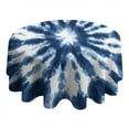 thumbnail image 4 of Blue White Tie Dye Mandala Pattern Round Tablecloth 60"x60",Wrinkle Wipeable Table Cloth for Kitchen Dining Room Picnic Patio Party, 4 of 6