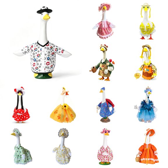 Lzobxe Porch Goose Clothes Hawaiian Summer Style Goose Clothes Costume Set with Sunglasses and Swimming Tube for Pool Party, Garden, Yard and Lawn Decors