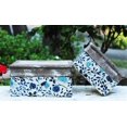 thumbnail image 2 of Old World Ceramic Blue and White Asian Floral Rectangle planters or Garden pots (Set of 2 Different Sized Rectangle 8.8 inches and 6.5 inches Wide), 2 of 4