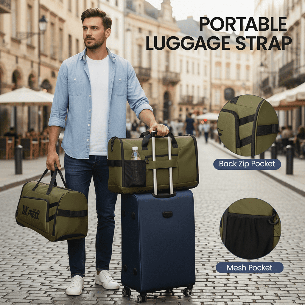 New York Xpress Convertible Rolling Garment Bag for Travel, with Wheels & Shoe Pouch, for Weekend & Business, Green, RG161