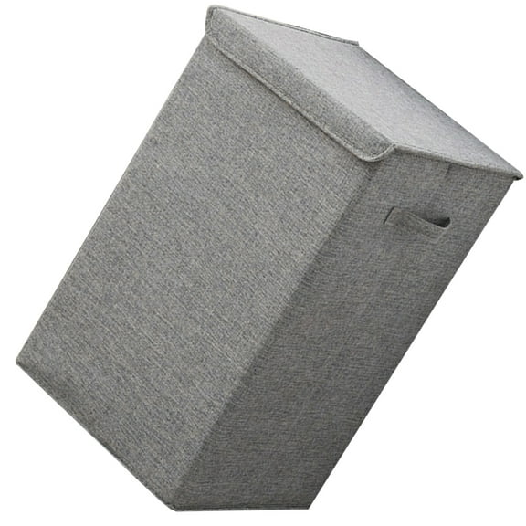 MERRYHAPY Grey Rectangular Portable Clothes Storage Basket with Handle and Lid, Laundry Organizer Bin