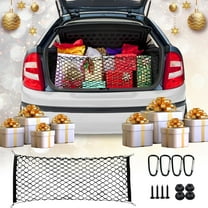 Double Layers Cargo Net,Trunk Bed Extender,Trunk Organizer Elastic Mesh Net for Small Cars Mid Size Cars Automotive Interior Accessories Storage(35.4x15.7inch)