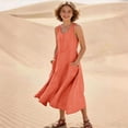 thumbnail image 2 of Ruyang Summer Dresses for Teen Girls Cotton Linen Crewneck Sleeveless Tank Dresses Beach Vacation A-line Swing Dresses, 2 of 5