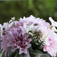 thumbnail image 2 of Enova Home Mixed Artificial Silk Dahlia Flowers in Clear Cylinder Glass Vase with Faux Water (Pink), 2 of 4