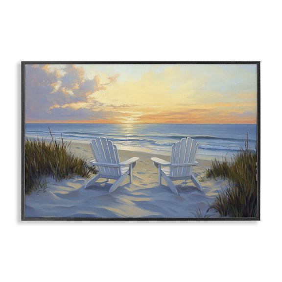 Stupell Industries Tropical Calm Beach Sunset Overlook Black Framed Giclee Art, 18 x 12, by Petals Prints Design