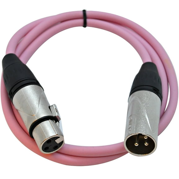 Seismic Audio 3 Foot Pink XLR Patch Cable Microphone Cord - 3 Pin XLR Male to XLR Female 3' - SAXLX-3Pink