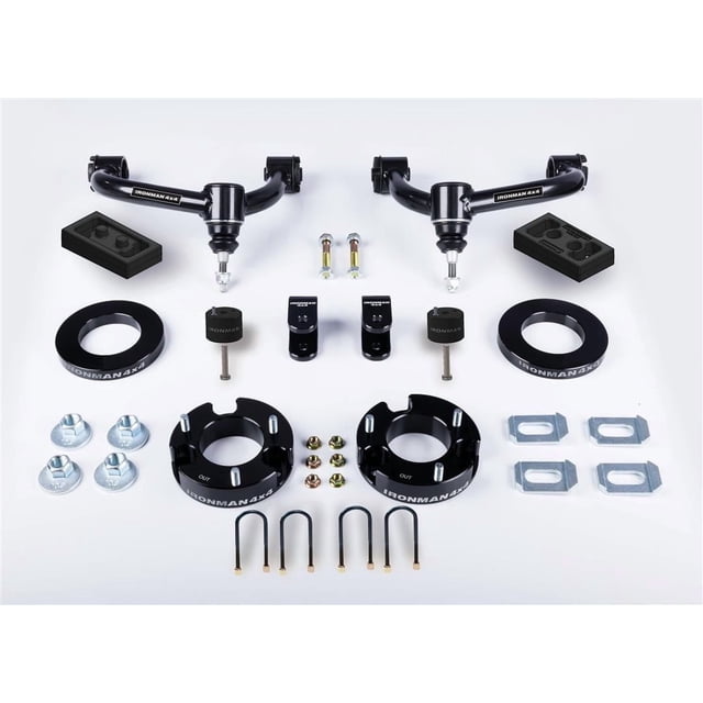 Ironman 4x4 Lift Kit Suspension 76-109-001 3-1/2 Inch Front Lift; 1-1/2 Inch Rear Lift; Without Shock Absorbers In Kit - Shock Change Necessary; Black Components