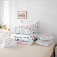 thumbnail image 6 of jejeloiu Letter T Monogrammed 7-Piece Bedding Comforter Set,Cartoon Bow Tie King Bedding Sets,Pink Cute Flowers Bed Sheets For Girls,Microfiber Room Decorative Reversible, 6 of 8