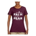 thumbnail image 2 of Wild Bobby, Faith Over Fear Psalm 118:6 White, Inspirational/Christian, Women Graphic Tee, Maroon, 3XL, 2 of 3