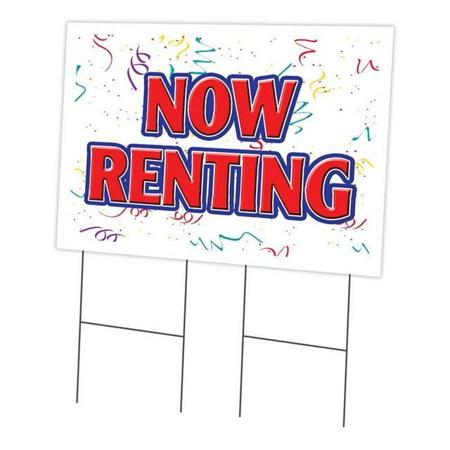 SignMission C-2436 Now Renting Panneau de Jardin 24 x 36 Po. Maintenant en Vente & Piquet