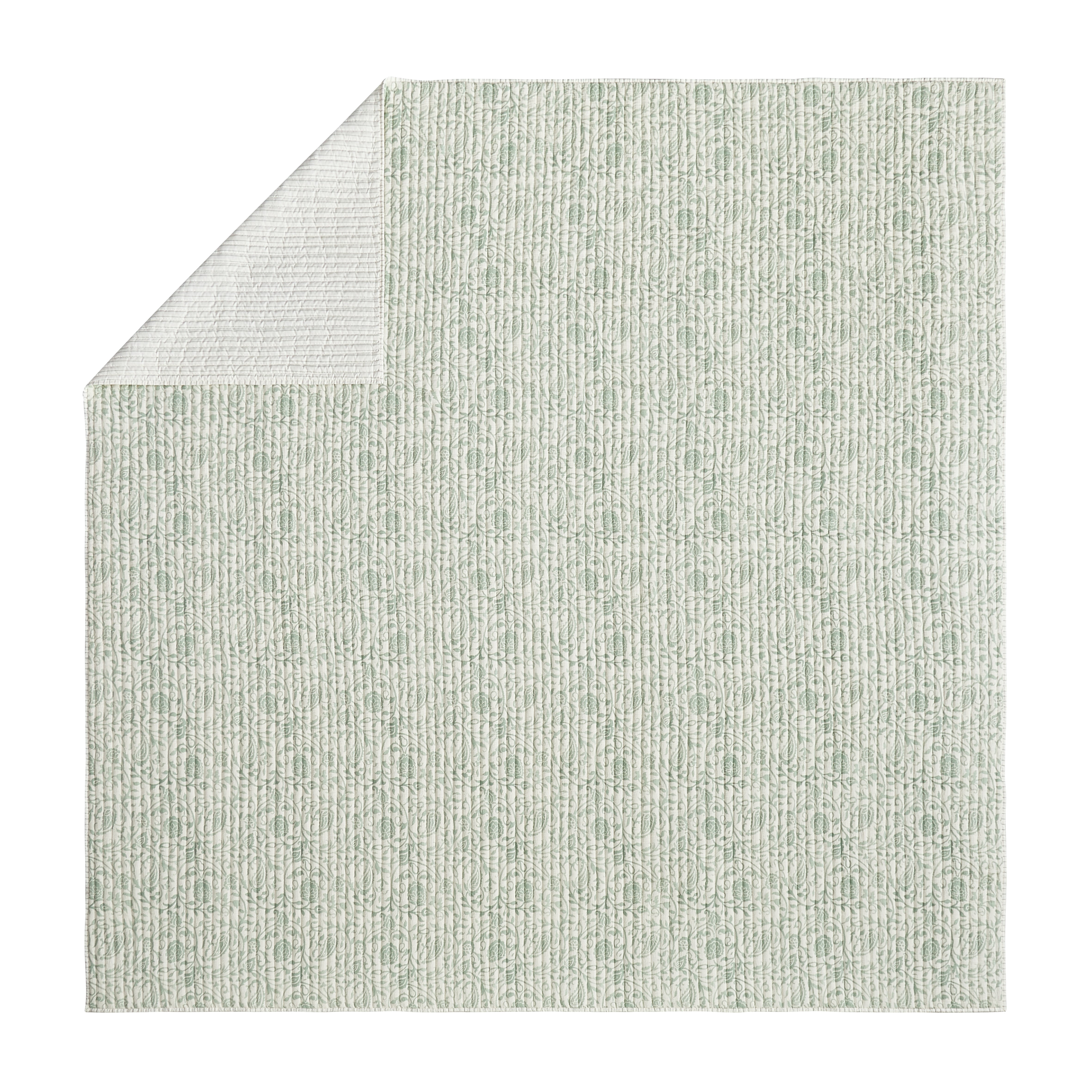 Eden Paisley Gauze 3-Piece Reversible Quilt Set, King, Green