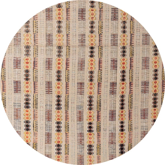 Ahgly Company Indoor Round Abstract Dark Gold Brown Abstract Area Rugs, 3' Round