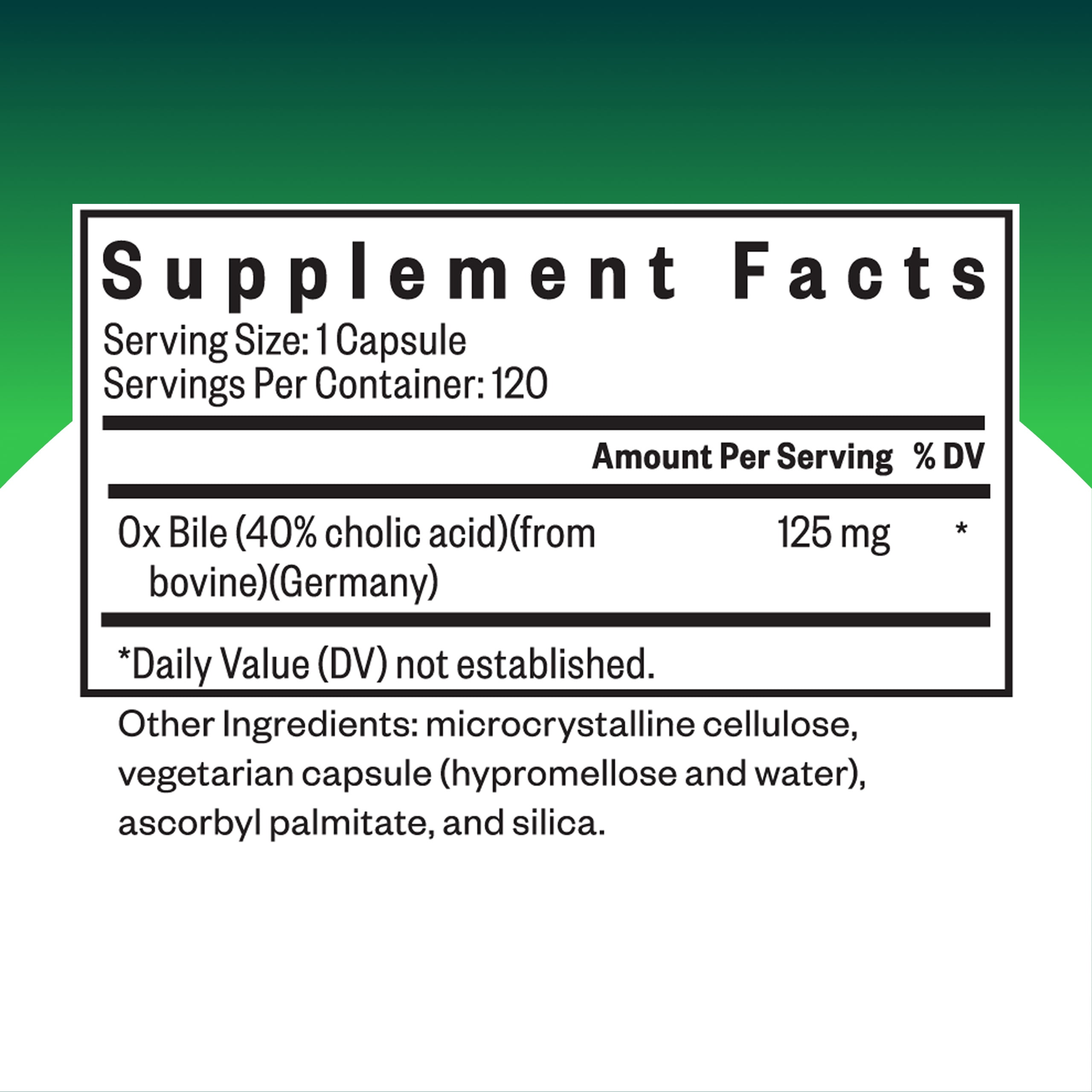 Seeking Health Ox Bile, 125 mg Digestive Enzyme Supplement, Gallbladder Support, Histamine Intolerance Support, Vegetarian Capsules (120 Capsules)