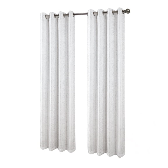 RT Designers Collection Brighton Foil Jacquard Polyester Window Curtain Grommet Panel 52" x 84" White/Silver