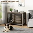 thumbnail image 2 of GIKPAL Dog Crate Furniture with Dual Rotating Bowls, Wooden Indoor Dog Kennel for Large Dogs, Sturdy Pet Crate Cage End Table, Brown, 2 of 7