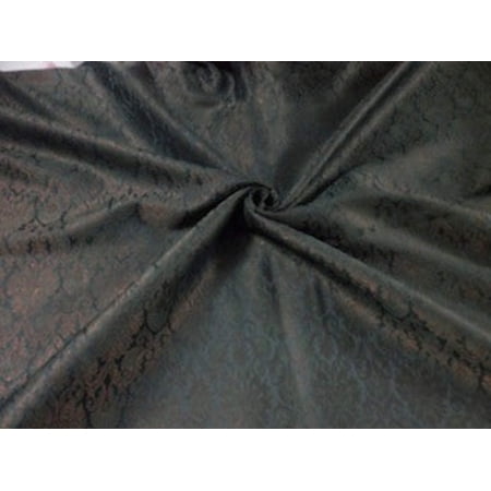 Spun Silk Brocade Fabric Green,Metallic Copper/Bronze Black 44" wide BRO226[6]