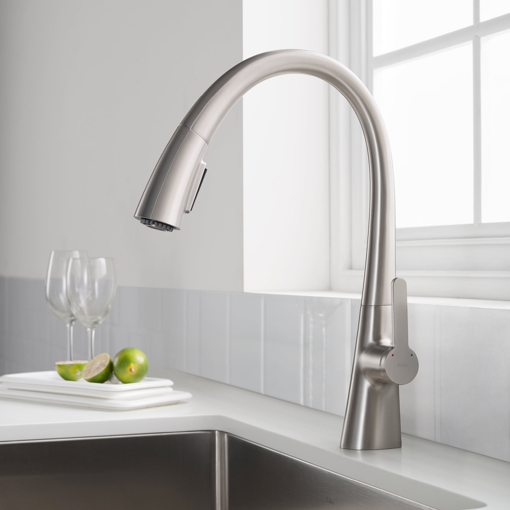 Kraus Nolen Spot Free Stainless Steel Finish Dual Function Pull-Down Kitchen Faucet