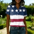 thumbnail image 4 of 250 Anniversary Usa Shirt Women Short Sleeve Button Down Casual 4Th of July Top Usa Flag Graphic T-Shirts, 4 of 5