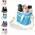 thumbnail image 1 of Sac à Boisson à 4 Compartiments Format Familial, Sac de Transport Isolé pour Boissons d'Eau pour 4 Tasses avec Poignée Réglable, Courroie Séparatrice Réutilisable pour Voyage, Sport, Usage Quotidien, 1 of 5