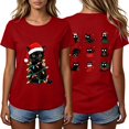 thumbnail image 2 of Frostluinai Christmas Cats Shirts for Women Crew Neck Short Sleeve Funny Xmas Party Tee Shirt Daily Walking Casual Tops S-3XL, 2 of 6