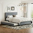 thumbnail image 2 of Velvet Upholstered Platform Bed with 2 Drawers and 1 Trundle Grey - Queen, 2 of 5