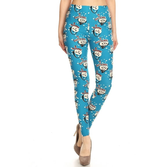 Women's Regular Snowman with Scarf Pattern Printed Leggings
