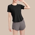 thumbnail image 5 of Hrsba Short Sleeve Tops For Women Solid Color Breathable Fast Drying Yoga Active Wear Casual Lightweight Summer Tops For Women, 5 of 5